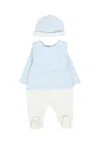 Fendi Light Blue Babygrow Suit For Baby Boy With Logo In Blue