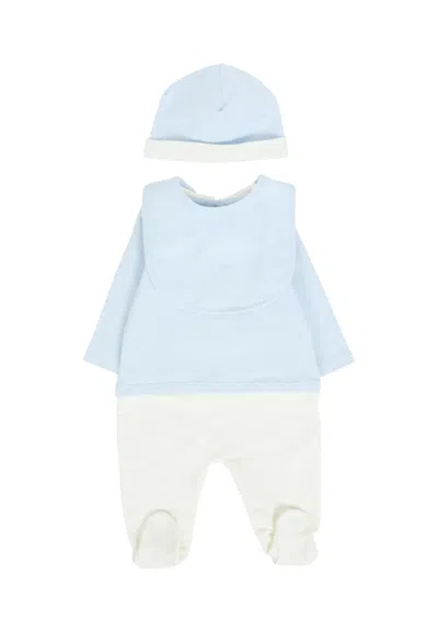 Fendi Light Blue Babygrow Suit For Baby Boy With Logo