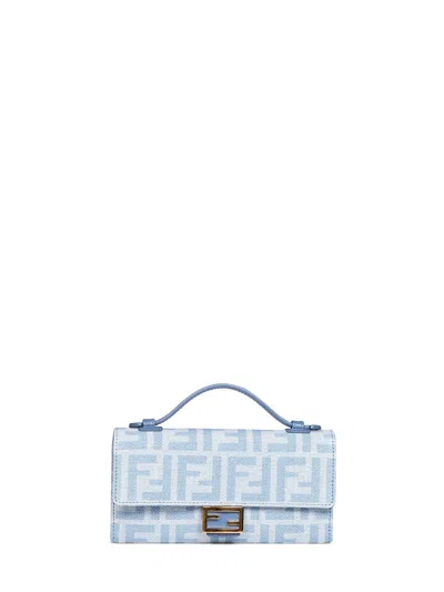 Fendi Light Blue Baguette Continental With Chain Wallet