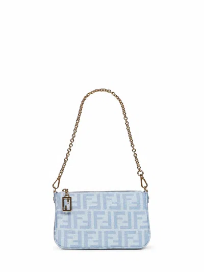 Fendi Light Blue Baguette Pouch Bag