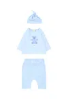Fendi Light Blue Birth Set For Baby Boy With Teddy Bear In Blue