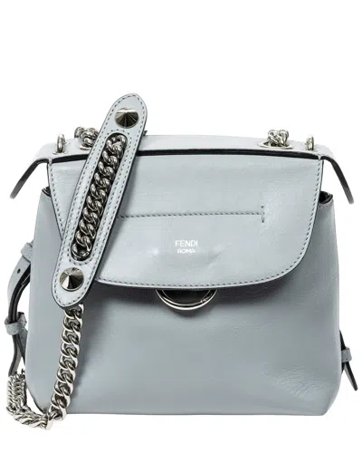 Pre-owned Fendi Light Blue Calfskin Leather Mini Back To School Backpack (authentic Pre-loved)