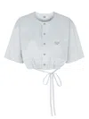 Fendi Women's Striped Cotton And Silk Shirt In Light Blue