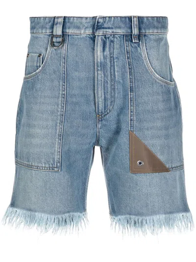 Fendi Men Denim Bermuda Shorts In Blue