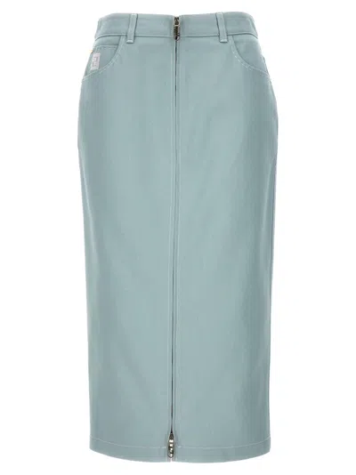 FENDI LIGHT BLUE DENIM MIDI SKIRT