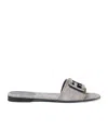 Fendi Women Printed Leather Baguette Slippers In Blue