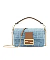Fendi Light Blue Ff Denim Fabric Bag In Blue