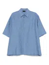 Fendi Black Linen Ff Jacquard Shirt Shirts Light Blue In Blue