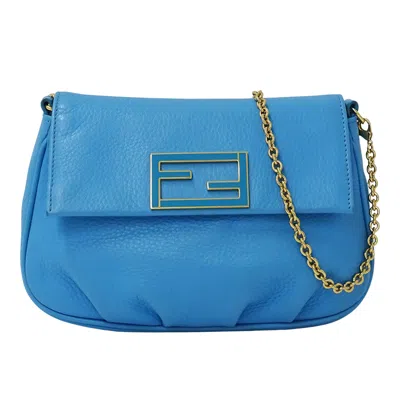Pre-owned Fendi Light Blue Leather Handbag Shoulder Bag ()