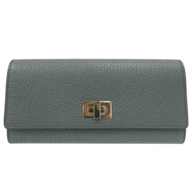 Pre-owned Fendi Light Blue Leather Long Wallet (bi-fold) ()