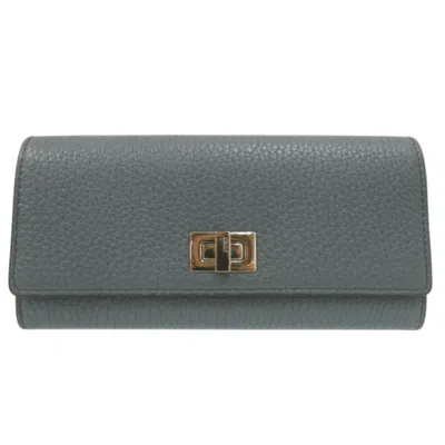 Pre-owned Fendi Light Blue Leather Long Wallet (bi-fold) ()