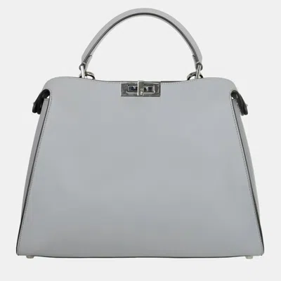 Pre-owned Fendi Light Blue Leather New Large Peekaboo Bag