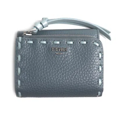Pre-owned Fendi Light Blue Leather Wallet (tri-fold) ()