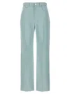 Fendi Women Logo Embroidery Denim Pants In Light Blue