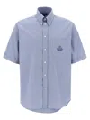 Fendi Embroidered-pocket Short-sleeve Shirt In Blue