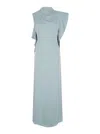 Fendi Light Blue Long Dress With Asymmetric Sleeves In Silk Woman In Multicolor