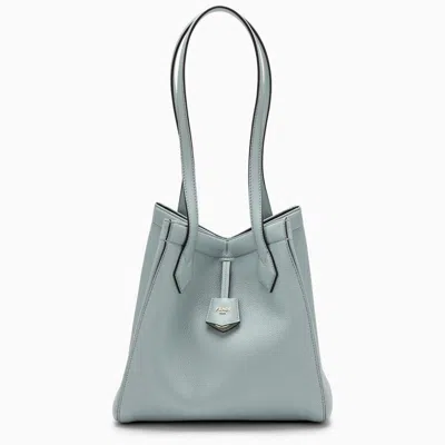 Fendi Convertible Pebbled Leather Tote Bag With Logo Charm And Magnetic Fastening In Gray