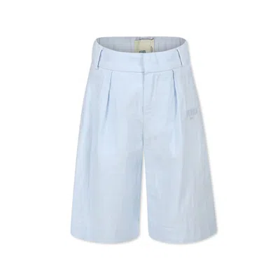 Fendi Kids' Light Blue Shorts For Boy With Ff