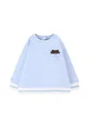 Fendi Light Blue Sweatshirt For Baby Boy With Teddy Bear In Blue