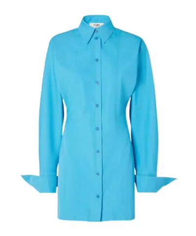FENDI FENDI LONG SLEEVED SHIRT MINI DRESS