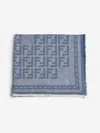 Fendi Light Blue Wool Ff Shawl