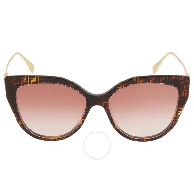 Fendi Light Brown Cat Eye Ladies Sunglasses Fe40011u 55t 57