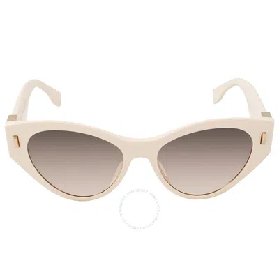 Fendi Light Brown Cat Eye Ladies Sunglasses Fe40035i 25f 55 In Burgundy