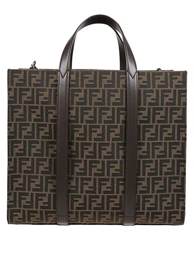 Fendi Light Brown Ff Jacquard Tote Bag