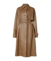 Fendi Light Brown Nappa Leather Trench Coat In Brown