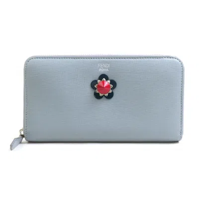 Pre-owned Fendi Light Gray Leather Long Wallet (bi-fold) ()