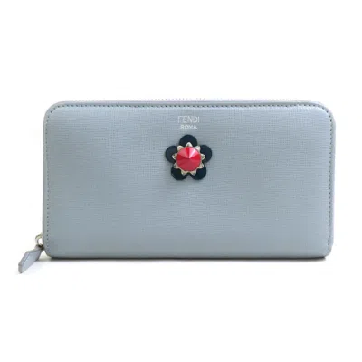 Pre-owned Fendi Light Gray Leather Long Wallet (bi-fold) ()