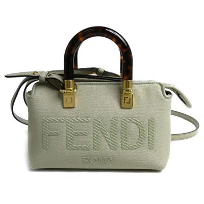Pre-owned Fendi Light Green Canvas Leather Shoulder Bag ()
