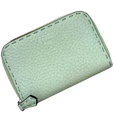 Pre-owned Fendi Light Green Leather Coin Purse/coin Case ()
