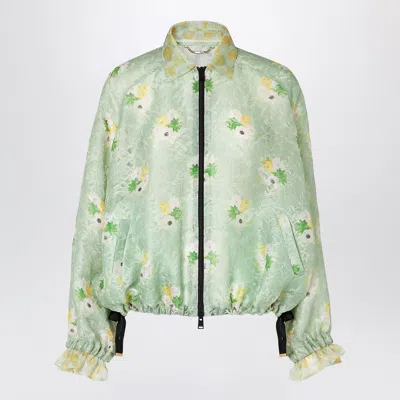 Fendi Floral Lace Bomber Jacket In Green