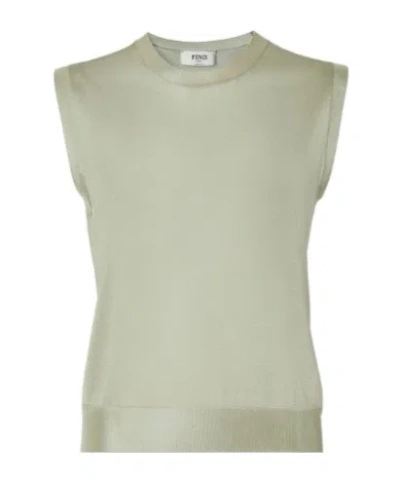 Fendi Light Green Shiny Viscose Sweater