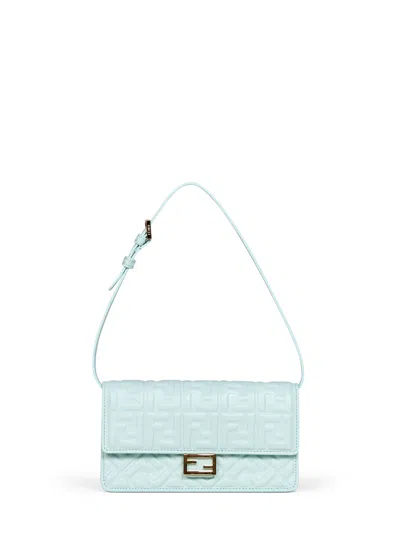 Fendi Light Green Wallet On Chain Baguette Minibag In Blue
