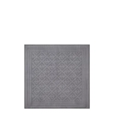 Fendi Light Grey Ff Wool And Silk Bandana In Gray