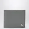 Fendi Light Grey Squared Ff Bifold Wallet In Gray