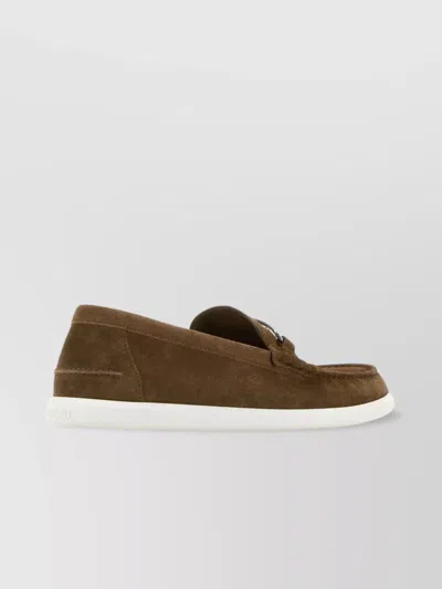 Fendi Light Loafers With Contrasting Sole And Round Toe In Brown