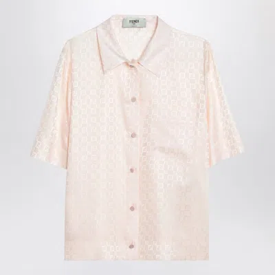 Fendi Light Peach Silk Ff Jacquard Shirt Women In Pink