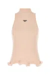 Fendi Cotton Top Finished With Ruffles In Neutral