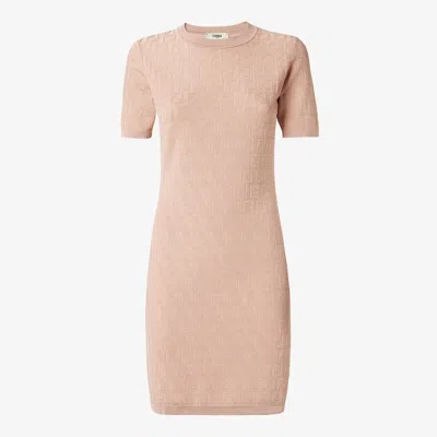 Fendi Light Pink Ff Cotton Dress Women In Nude