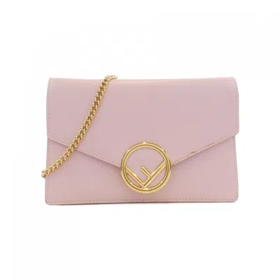 Pre-owned Fendi Light Pink Leather Chain/shoulder Wallet ()