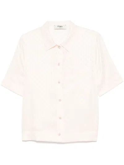 FENDI LIGHT PINK LOGO SILK SHIRT