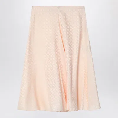 Fendi Ff Jacquard Silk Midi Skirt In Orange