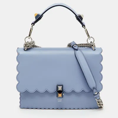 Pre-owned Fendi Light Purple Scalloped Leather Medium Kan I Shoulder Bag