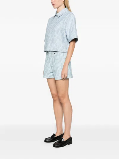Fendi Light-blue Ff Denim Jacket