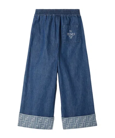 Fendi Kids' Lightweight Denim Junior Pants In Blue