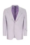 Fendi Single-breasted Linen Jacket With Embroidered Logo Lettering In F0f5u