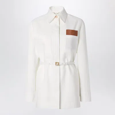 Fendi Longline Jacket Belted Waist Pointed Collar In Multi